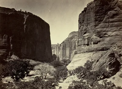 Head of Cañon de Chelle, Looking Down. Walls about 1200 feet in height — Timothy H. O'Sullivan
