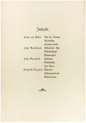 Portfolio, title page and colophon for Vom Weyerberg — Heinrich Vogeler
