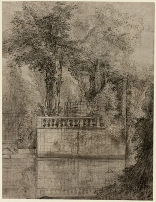 Lattice Work and Reflecting Pool at Arcueil — Jean-Baptiste Oudry