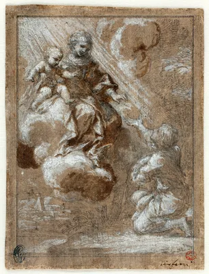 The Madonna and Child in Glory Appearing to a Kneeling Young Man — Ciro Ferri