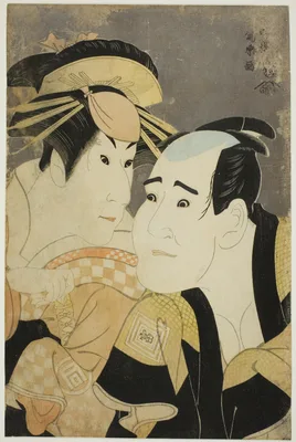 The actors Ichikawa Tomiemon (R) as Kanisaka Toma and Sanogawa Ichimatsu III (L) as the Gion Prostitute Onayo — Sharaku