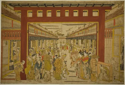 Nakanocho in the Yoshiwara — Okumura Masanobu
