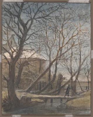 Winter Landscape with a Man Crossing — Antonie Waterloo