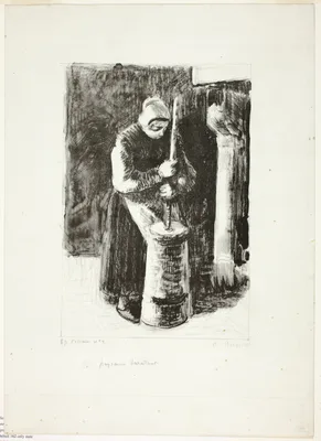Peasant Woman Churning Milk — Camille Pissarro