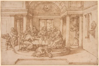 Christ in the House of Simon the Pharisee — Domenico Campagnola