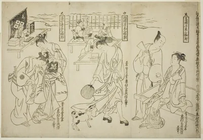 Cooling off at Ryogoku: A Set of Three (Ryogoku suzumi sanpukutsui) — Okumura Masanobu
