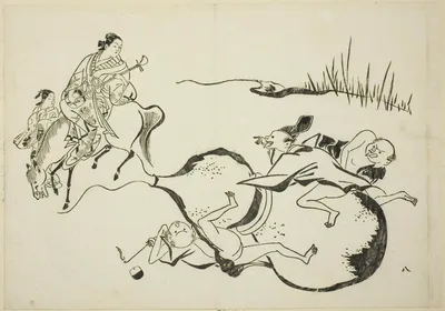 An Impossible Feat by Imaginary Men, no. 8 from a series of 12 prints — Okumura Masanobu