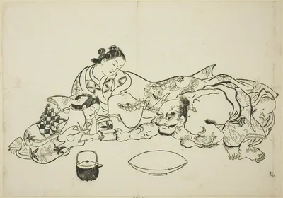 A trial of strength, no. 9 from a series of 12 prints — Okumura Masanobu