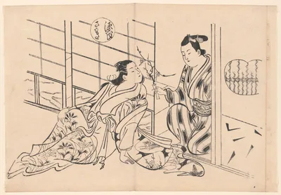 The Sakaki Chapter from "The Tale of Genji" (Genji Sakaki), from a series of Genji parodies — Okumura Masanobu
