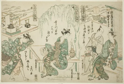 Enjoying the Evening Cool at Ryogoku - A Set of Three (Ryogoku suzumi sanpukutsui) — Ishikawa Toyonobu
