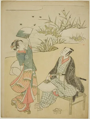 Two Actors Catching Fireflies — Torii Kiyomitsu