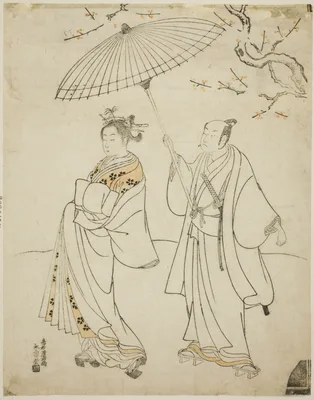 The Actors Ichikawa Komazo I (L) and Nakamura Matsue I (R) — Torii Kiyomitsu