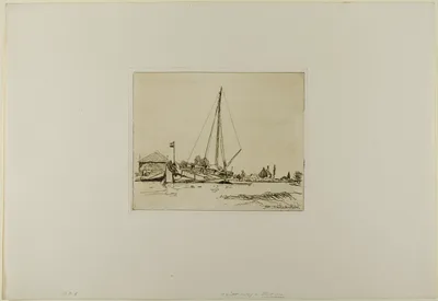 The Moored Boat, from Cahier de six eaux-fortes, vues de Hollande — Johan Jongkind