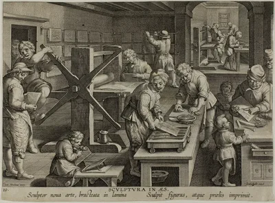 The Invention of Copper Engraving, from Nova Reperta — Theodoor Galle