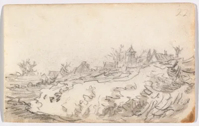 Village on Sunny Hillside — Jan van Goyen