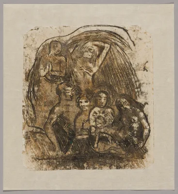 Nativity (Mother and Child Surrounded by Five Figures) — Paul Gauguin