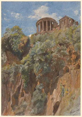 View of the Temple of Vesta in Tivoli — François-Louis Français