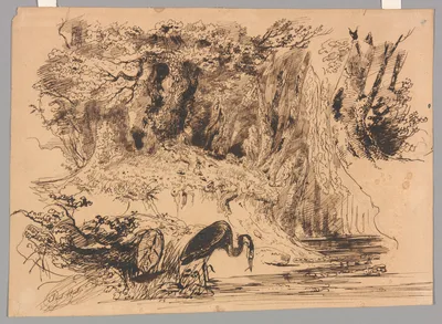 Forest Pool with Heron — Paul Huet