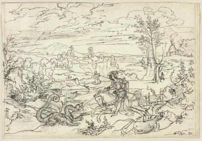 Landscape with Saint George and the Dragon and the Monte Soratte — Joseph Anton Koch