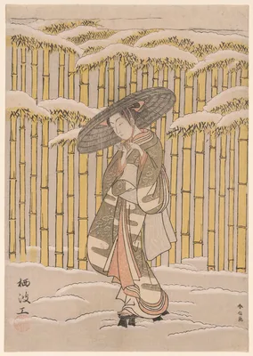 Passing the Bamboo Grove — Suzuki Harunobu