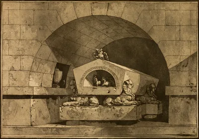 Tomb with Sphinxes and an Owl — Louis Jean Desprez