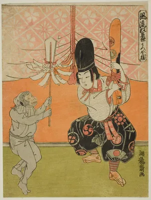 The Monkey's Quiver (Utsubo-zaru), from the series "Popular Kyogen Plays (Furyu kyogen asobi)" — Isoda Koryūsai