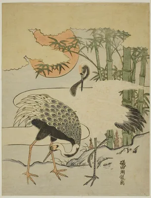 Cranes and Bamboo — Isoda Koryūsai