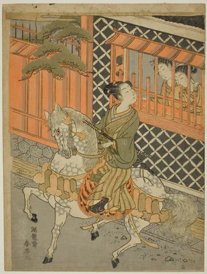Young Samurai on Horseback — Isoda Koryūsai