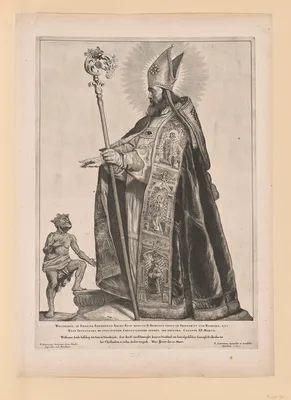 Saint Swithbert, from Saints of the North and South Netherlands — Cornelis Visscher