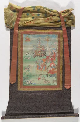 Painted Banner (Thangka) from a Set of Seven Portraying the Sixteen Arhats (Elders), Early Disciples of the Historical Buddha Shakyamuni