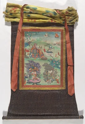 Painted Banner (Thangka) of Hvashang, from a Set of Seven Portraying the Sixteen Arhats (Elders), Early Disciples of the Historical Buddha Shakyamuni