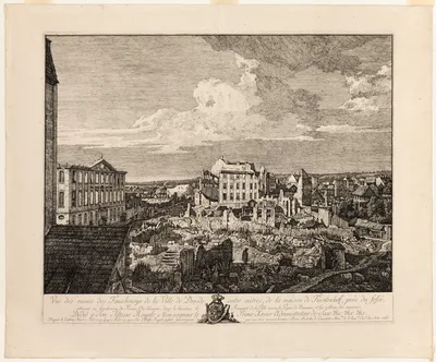 The Ruins of the Pirnaischer Suburb with the Palais Fürstenhof — Bernardo Bellotto