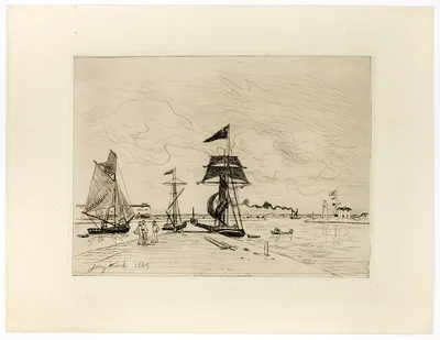 Pier at the Port of Honfleur — Johan Jongkind