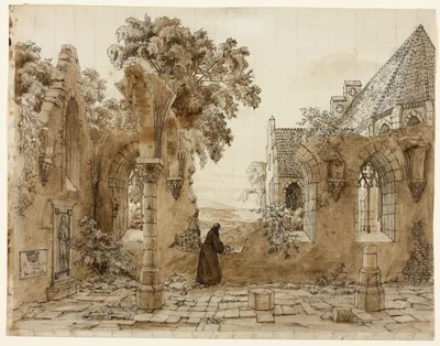 Monk in the Ruins of a Monastery — Domenico Quaglio the Younger