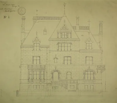 William Borden Residence, Chicago, Illinois, East Elevation — Richard Morris Hunt