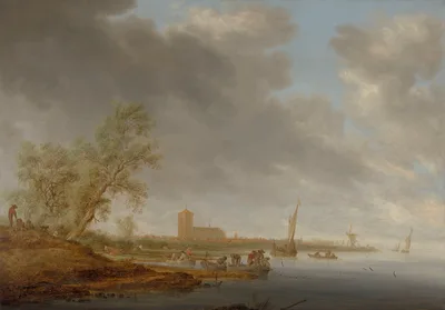 River Landscape with a View of Naarden — Salomon van Ruysdael