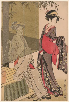 Drying and stretching cloth — Kitagawa Utamaro