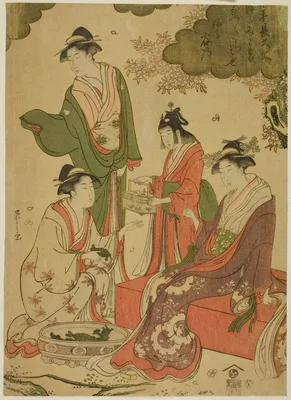 Women Viewing Cherry Blossoms — Hosoda Eishi