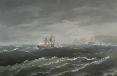Shipwreck near a Rocky Coast — Thomas Birch