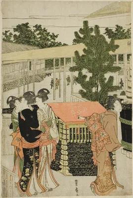 New Year's Pilgrimage to Myohoji Temple in Horinouchi (Horinouchi Myohoji eho mairi no zu) — Utagawa Toyohiro