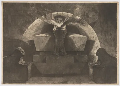 Tomb with Death Standing — Louis Jean Desprez