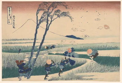 Ejiri in Suruga Province (Sunshu Ejiri), from the series "Thirty-six Views of Mount Fuji (Fugaku sanjurokkei)" — Katsushika Hokusai