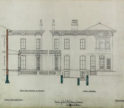 Joseph H. Lathrop House Addition, Elmhurst, Illinois, Elevations and Section — Bauer and Loebnitz