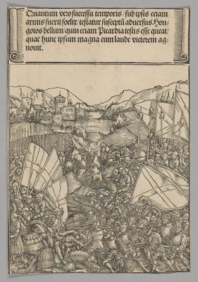 Battle of Hainaut, plate 3 from Historical Scenes from the Life of Emperor Maximilian I from the Triumphal Arch — Hans Springinklee