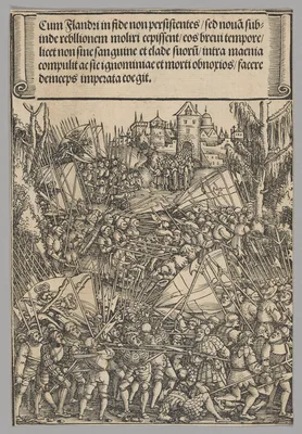 Second Flemish Rebellion, plate 10 from Historical Scenes from the Life of Emperor Maximilian I from the Triumphal Arch — Hans Springinklee