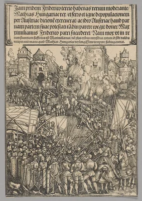 Expulsion of the Hungarians, plate 13 from Historical Scenes from the Life of Emperor Maximilian I from the Triumphal Arch — Hans Springinklee