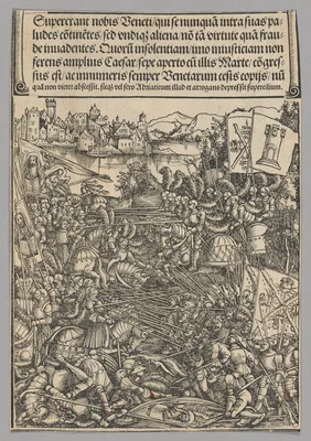 War with Venice, plate 21 from Historical Scenes from the Life of Emperor Maximilian I from the Triumphal Arch — Hans Springinklee