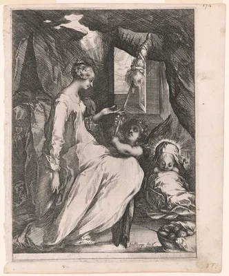 The Virgin and Child with Distaff and an Angel — Jacques Bellange