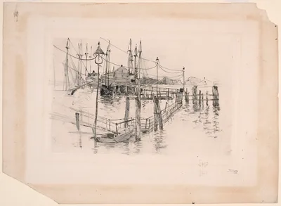 The Old Toll House at Bridgeport (Large Plate) — John Henry Twachtman