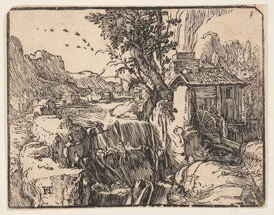 Landscape with a Waterfall — Hendrik Goltzius